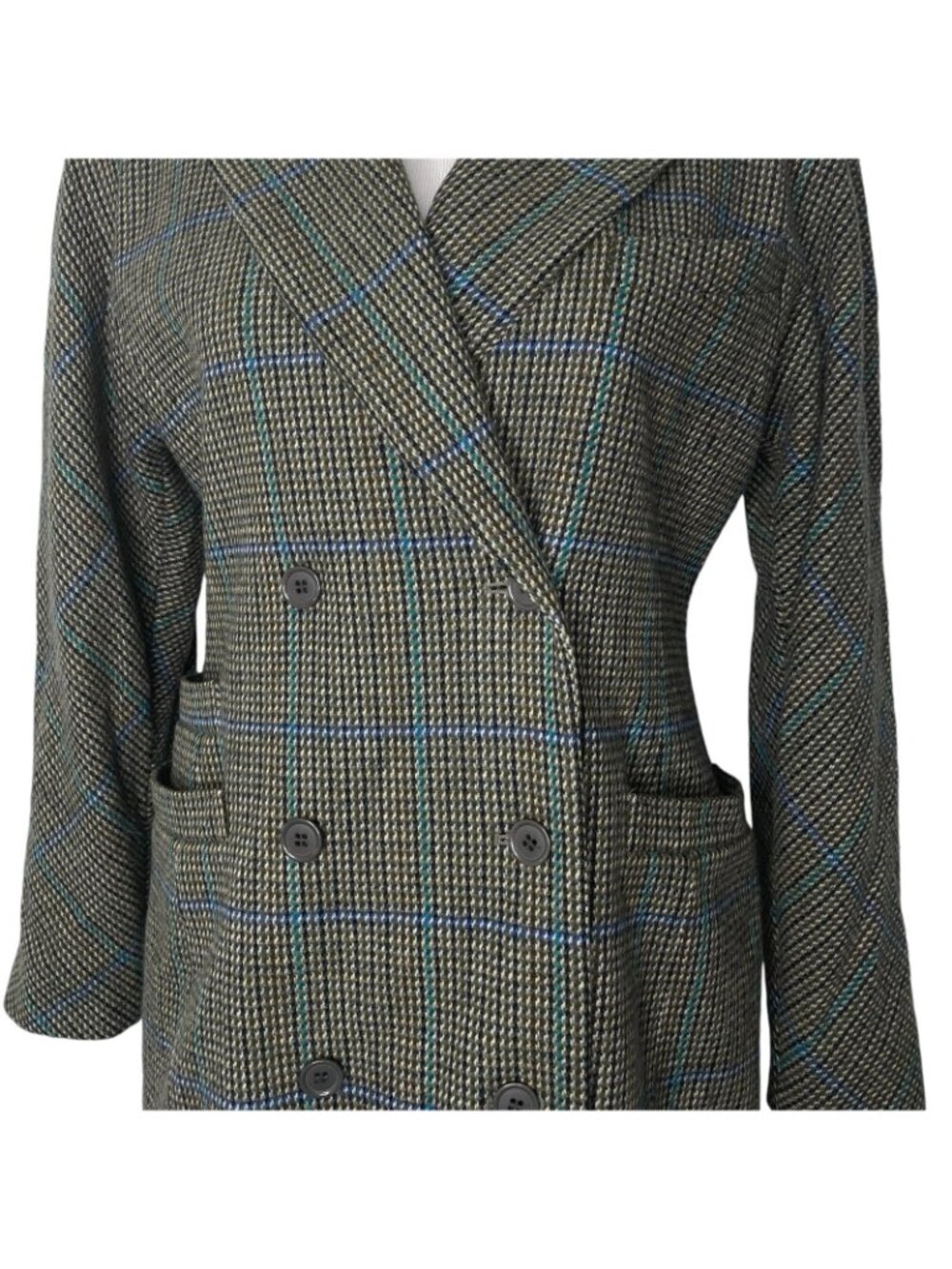 Vintage Escada Wool Blazer Jacket by Margaretha Ley Size 38 Plaid Double Breast - Picture 7 of 10